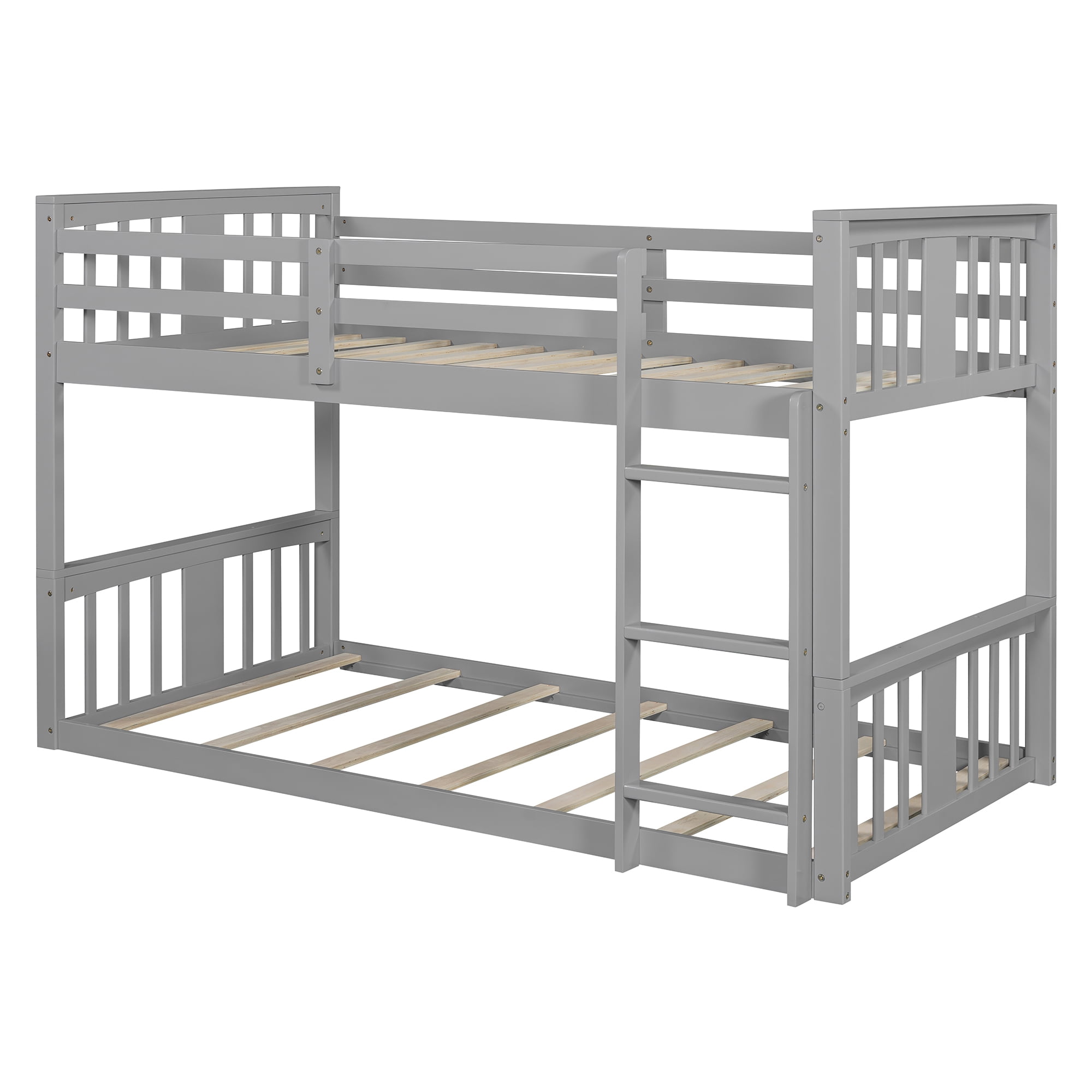 Aukfa Heavy Duty Twin over Twin Bunk Bed, Convertible Into Two Beds for Kids Teens, Gray