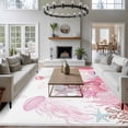 thumbnail image 3 of Pink Ocean Large Area Rugs 5x8 ft Seahorses Jellyfish Starfish Watercolor Coastal Washable Rug Non Slip Indoor Carpet Absorbent Floor Mat for Living Room Bedroom Dining Room, 3 of 9