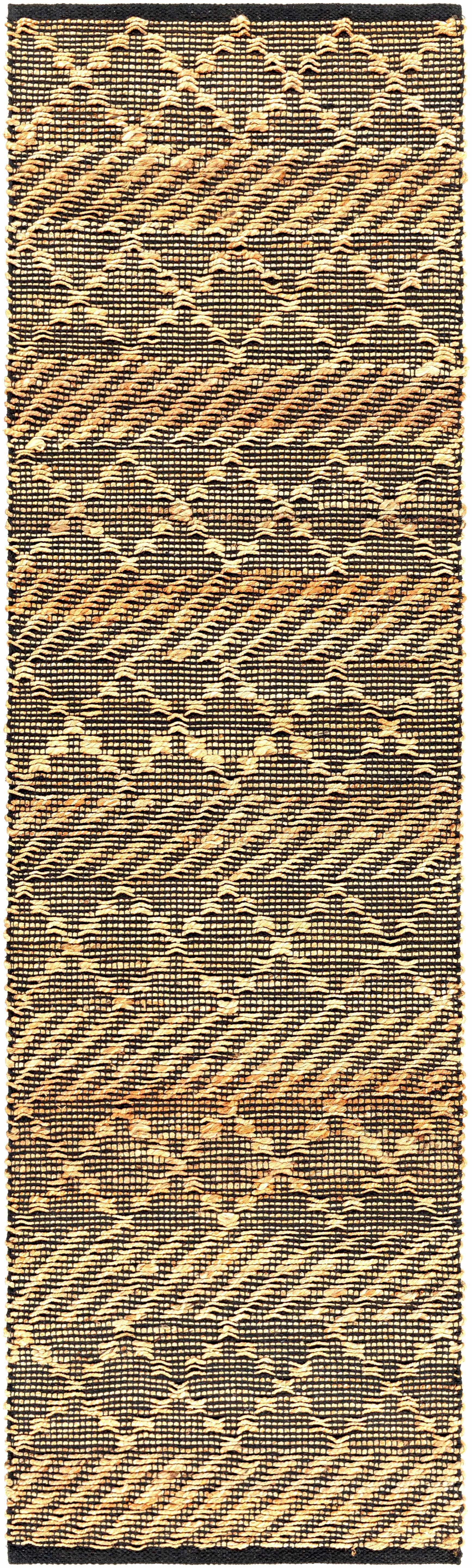 Hauteloom Malidong Jute Living Room, Bedroom Area Rug - Bohemian, Transitional - Tan, Black - 8'10" x 12'