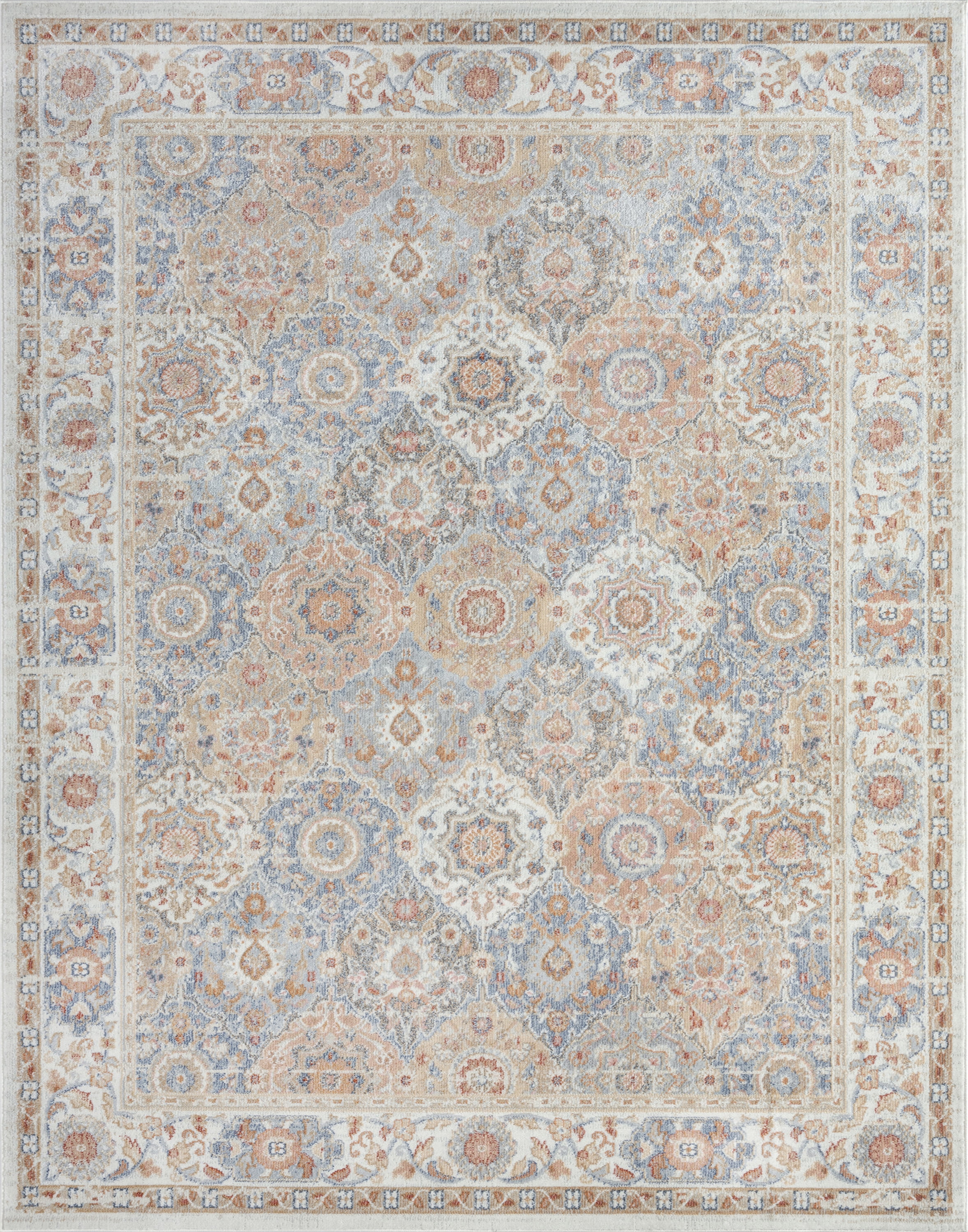 Allure Traditional 5' x 7' Cream and Gray Polypropylene Indoor Area Rug