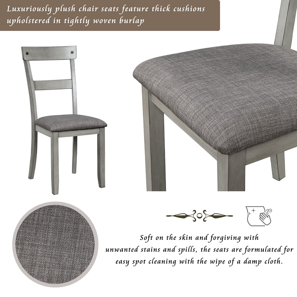 Lowestbest Industrial 5-Piece Dining Table Sets, Wooden Kitchen Table and 4 Chairs for Dining Room Kitchen Restaurant, Light Grey Lowestbest Industrial 5-Piece Dining Table Sets, Wooden Kitchen Table and 4 Chairs for Dining Room Kitchen Restaurant, Light Grey