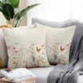 thumbnail image 2 of Throw Pillow Covers 18x18 Inch Set of 2, Retro Spring Floral Waterproof Outdoor Pillow Covers, Botanical Colorful Summer Butterfly Decorative Cushion Pillowcases for Couch, Sofa, Bed, Garden, Patio, 2 of 9