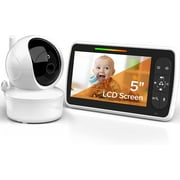 Baby Monitor - 5? Large Display Video Baby Monitor with Remote Pan-Tilt-Zoom |Infrared Night Vision, Temperature Display, Lullaby, Two Way Audio |1000ft Range Baby Monitor with Camera and Audio