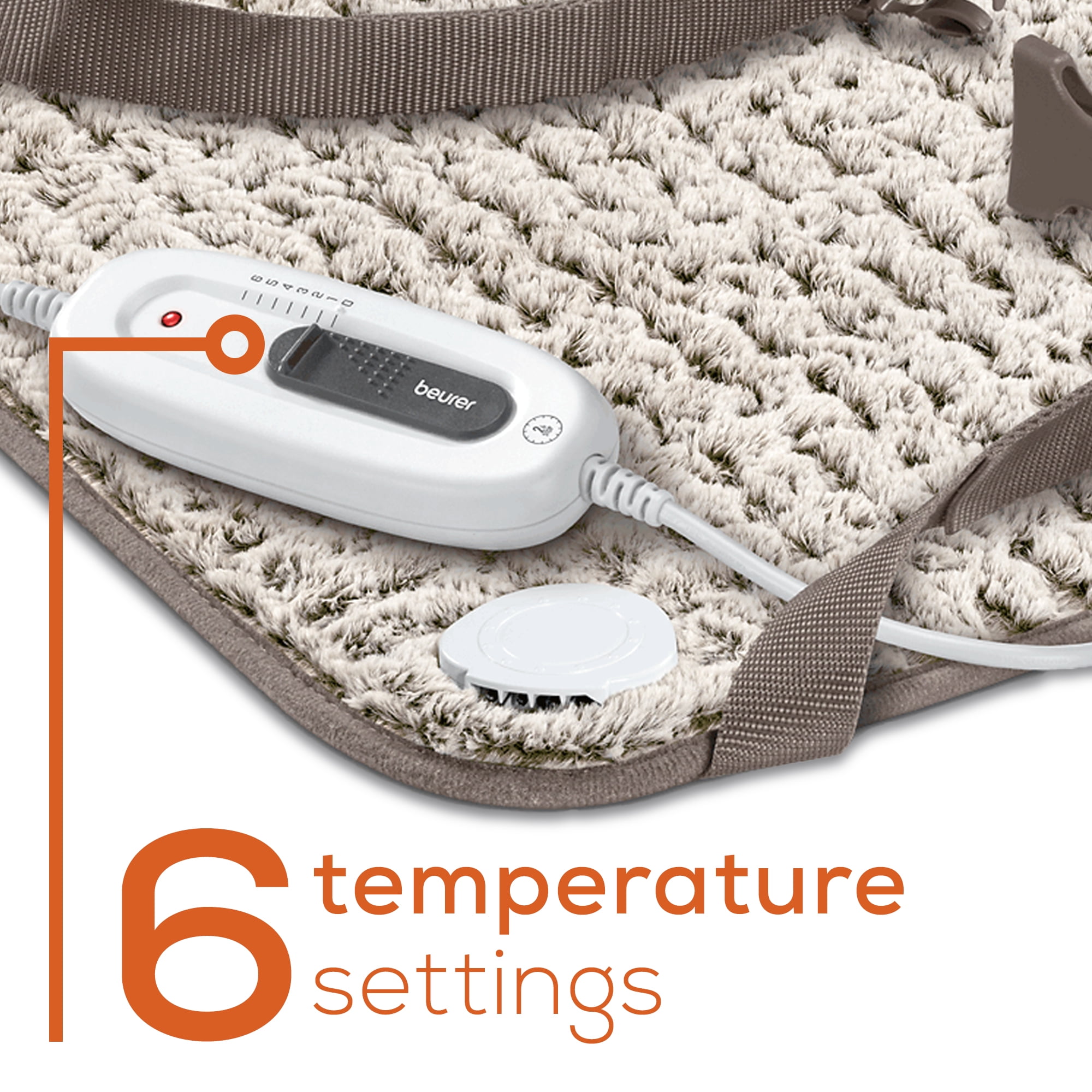 Beurer UHP53N Lux Back and Neck Heating Pad, Soft Microplush Electric Heating Pad for Neck and Back with Auto Shut Off, Heating Pad for Back Pain Relief with Adjustable Straps