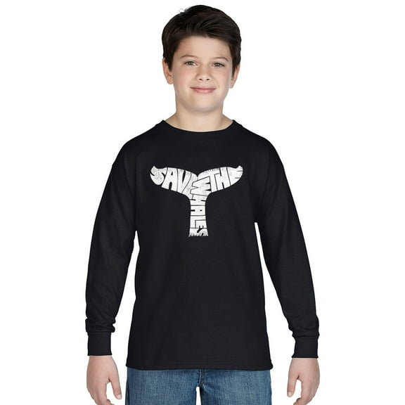 LA Pop Art Boy's Word Art Long Sleeve - SAVE THE WHALES
