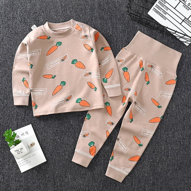 Conjunto de ropa interior para niños Ropa de otoño de algodón para bebés Pantalones de otoño para niños y niñas Pijamas de primavera y otoño Pantalones de protección abdominal de cintura alta Ropa de