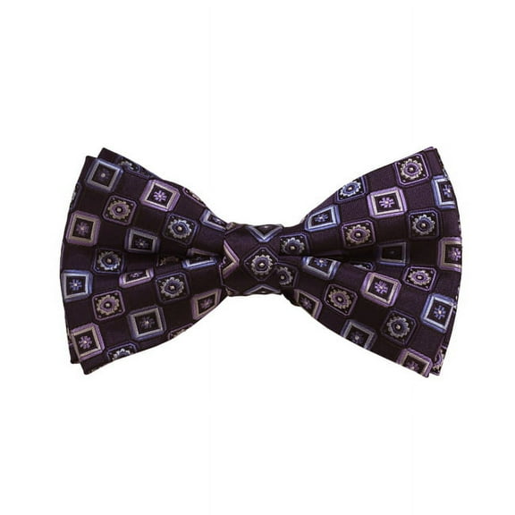 Lavender, Light Blue And Eggplant Geometric Woven Pre-Tied Bow Tie