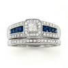 1/3 Carat T.W. Diamond with Blue Sapphire Bridal Set