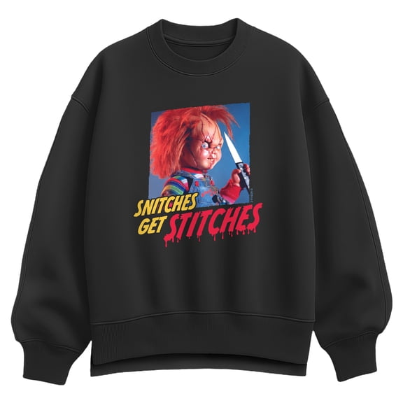 Chucky - Snitches Get Stitches - Women's Oversized Fleece Crew Sweatshirt