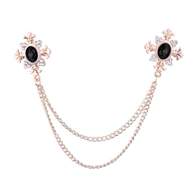 Broche de cadena para hombre, traje, broche para caballero, solapa, mujer, broche para caballero, Pin de traje, broche de cadena de diamantes de imita