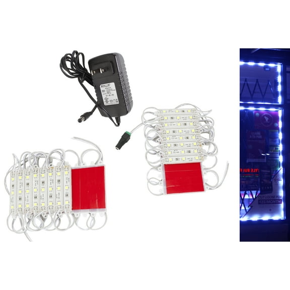 LEDupdates Storefront LED light module 20ft Blue 5050 Package with UL 12v 2 Amps AC Power
