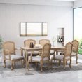 thumbnail image 2 of Biorn French Country Wood and Cane Upholstered Dining Armchair, Set of 6, Light Gray and Natural, 2 of 7