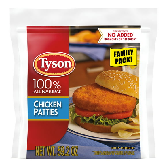 Tyson Fully Cooked & Breaded Chicken Patties, 3.7 lb Bag (Frozen)