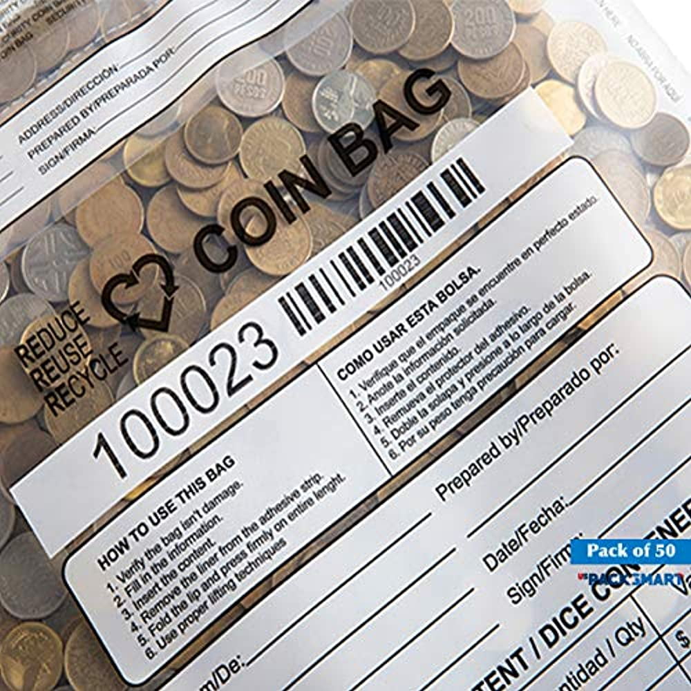 USPACKSMART Coin Bag SelfSealing Coin Bank Bags 50Pack Clear Plastic