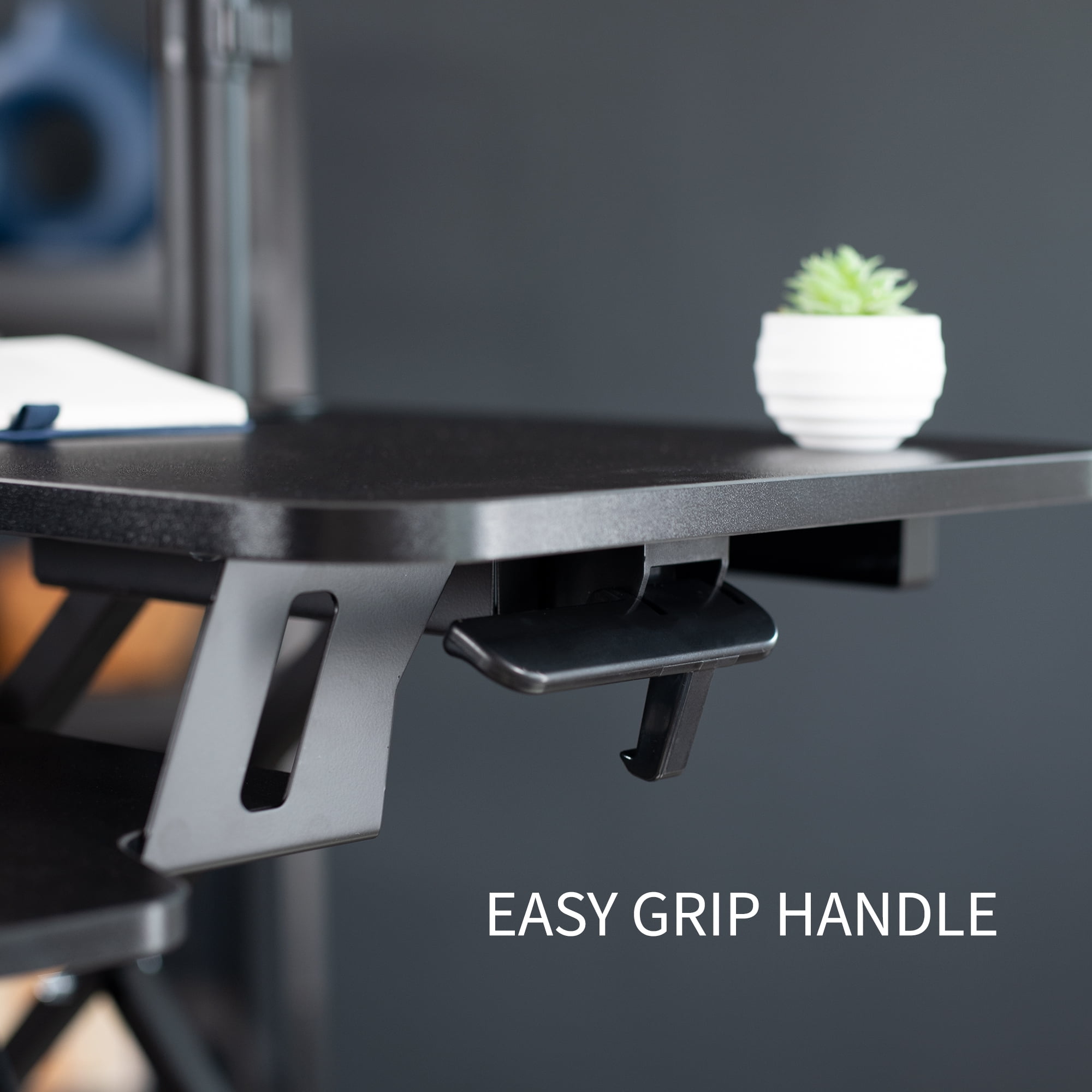VIVO Black 32" Standing Desk Riser with Adjustable Dual 13" to 30" Monitor Mount