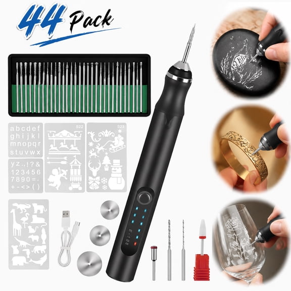Deally Electric Engraving Pen with 37 Bits USB Rechargeable Cordless Rotary Tool for Jewelry Wood Glass Metal and Soft Stone Engraving Portable DIY Engraving Kit