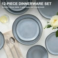 thumbnail image 5 of Vesteel Dinnerware Set for 4, 12 Pieces Premium Stoneware Plates and Bowls Set, Handmade Reactive Glaze Dishes for Home, Chip & Scratch Resistant, Microwave and Dishwasher Safe - Foggy Blue, 5 of 10