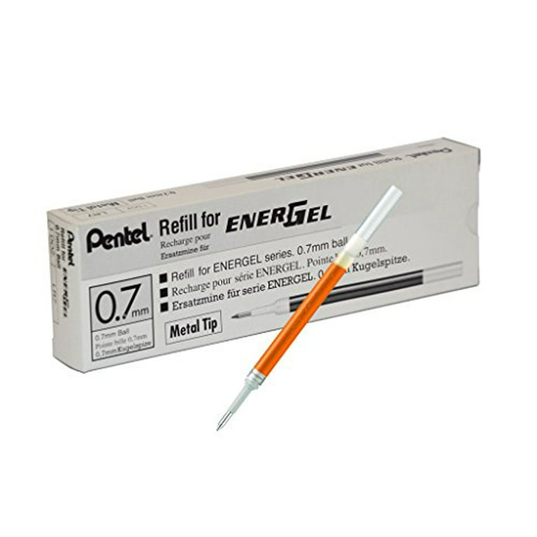 Pentel Refill Ink for EnerGel and Lancelot Gel Pen, 0.7mm Metal Tip, Orange  Ink, Pack of 12 (LR7-F) 
