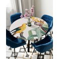 thumbnail image 5 of Round Tablecloth with Elastic Vintage Flowers and Parrots Birds Waterproof Stain-proof Table Cover Wipeable Fitted Table Cloths for 36"-44" Round Tables Dining Kitchen, 5 of 6
