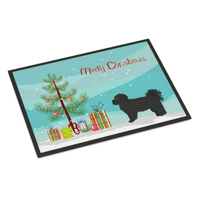 Carolines Treasures CK3858MAT Tapis Intérieur Ou Extérieur 18 x 27 Po. Noir Pekeapoo Arbre de Noël