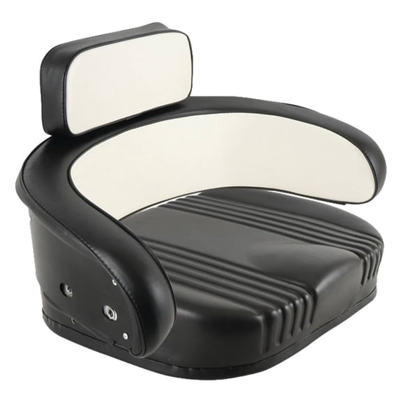 OEM Grade Seat Cushion Set 3 Piece Black White Vinyl Compatible with Case IH 706 806 1066 1466 966 Farmall Tractor Steel-Backed Replaces 387177R92 387174R92 167891C1 Stens 1710-1116