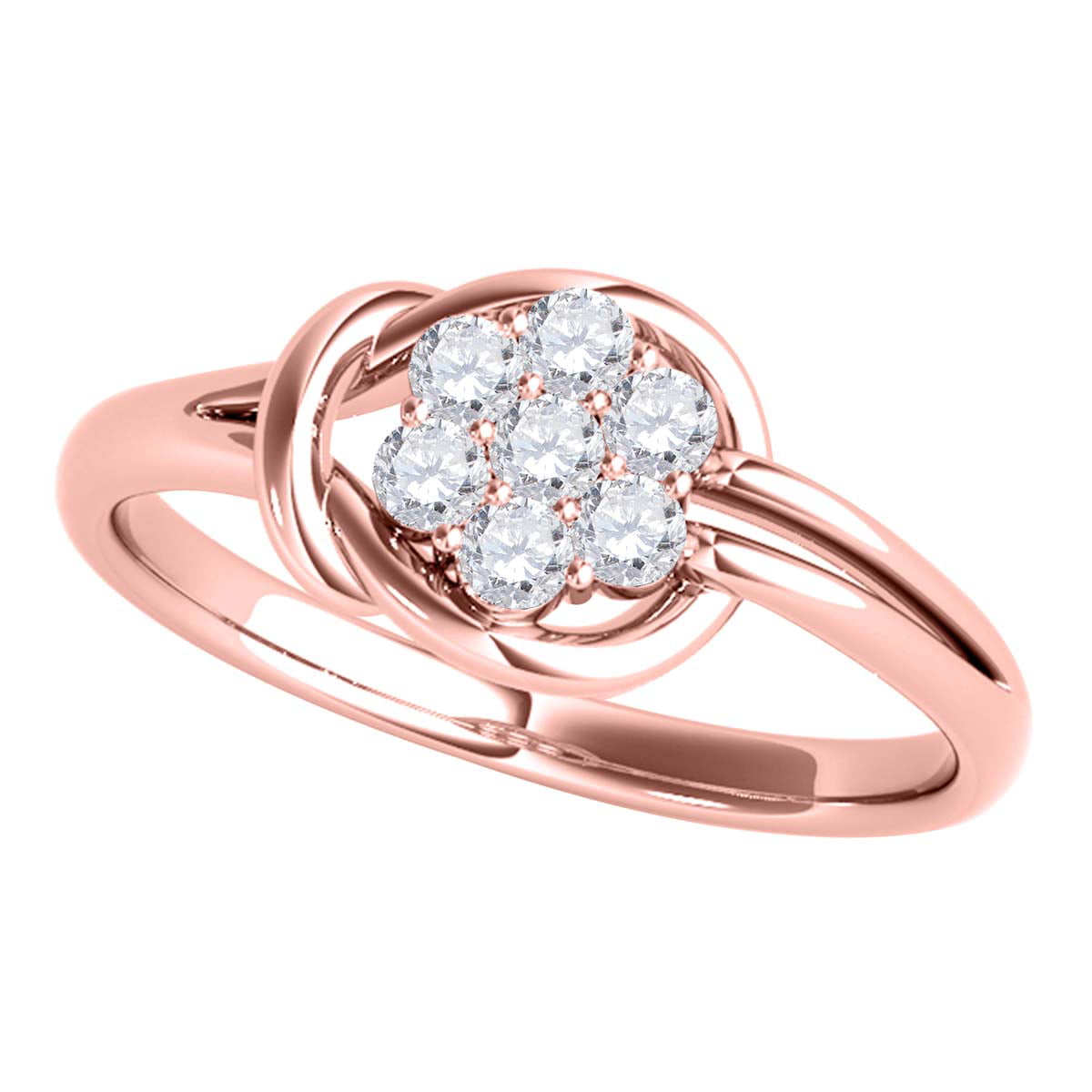 1/2 Ct Round Cut Sim Diamond 14k Rose Gold Over Cluster Wedding Engagement Ring 