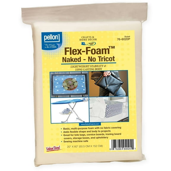 Pellon 76 Flex-Foam Fabric Interfacing, off-White 20" x 60" Precut