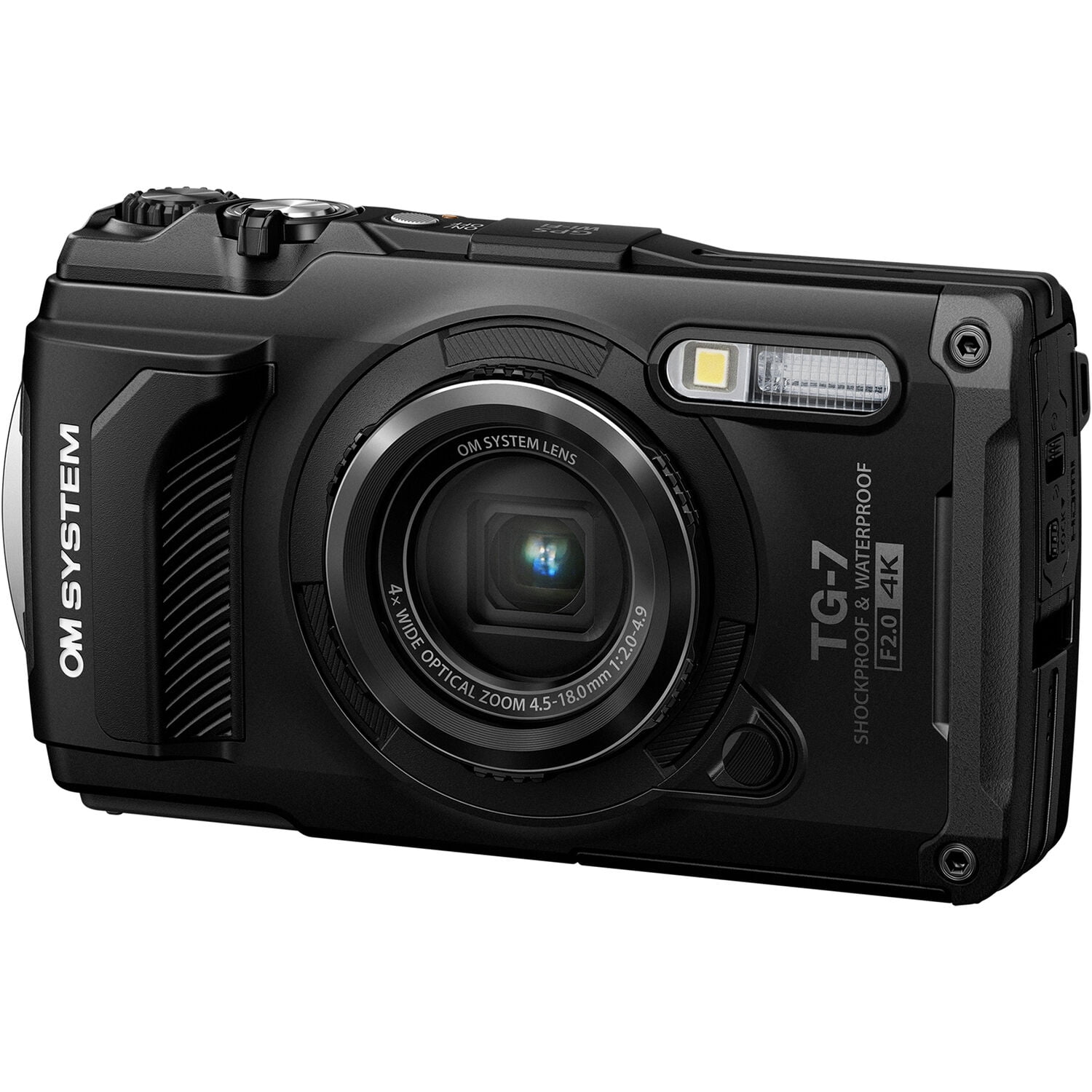 Olympus OM SYSTEM Tough TG-7 Digital Camera (Black) + Floating Hand Grip +  Extra Battery + Flash - 64GB Kit