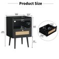 thumbnail image 5 of Biuhony Rattan Night Stands Set of 2 with Charging Station,Boho Bedside Table with Drawer Wood Nightstand for Bedroom,Living Room (Black), 5 of 9