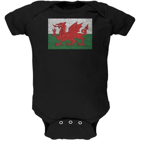 

Welsh Flag Distressed Black Soft Baby One Piece - 0-3 months
