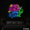 thumbnail image 2 of Craftnamesign Save Water Drink Wine Neon Sign, Bar Decor, Wine Shop Sign, 2 of 4