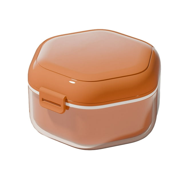Double Couches Étui de Retenue Portable pour Trempage de Prothèses Bain avec Panier Passoire Garde-Dentaire Invisible