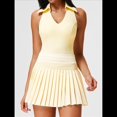 thumbnail image 4 of Falda de Tenis para Mujer, Falda de Golf Acanalada, Falda Deportiva Plisada con Media Cremallera, Pantalones Cortos y Sujetador Incorporados Amarillo XL, 4 of 10