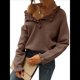 thumbnail image 2 of Suéteres de Mujer, Ropa de Otoño e Invierno, Jersey de Punto Informal de Larga con Botones y Volantes y Cuello Redondo Marrón S, 2 of 8