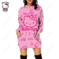 thumbnail image 2 of Hello Kitty Sweat à Capuche Imprimé, Vêtements pour Femmes, Blouses en Polyester, Manches Longues, Poches, Pull Décontracté, 2 of 7