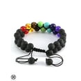 thumbnail image 2 of Luxtrada 7 Chakra Healing Bracelet Handmade Volcanic Lava Stone Mala Meditation Beads (Black), 2 of 7