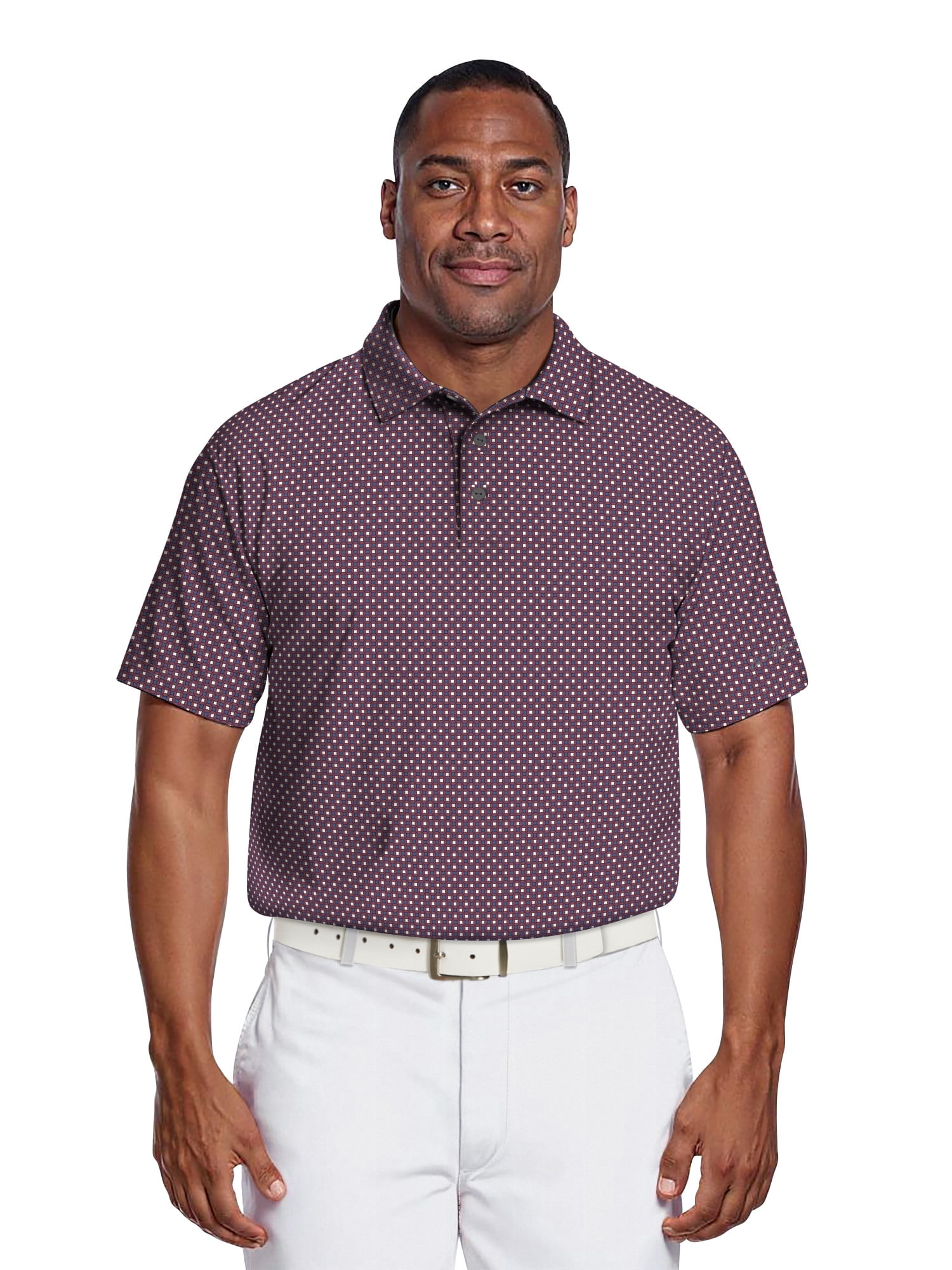 Ben Hogan Men's & Big Men's Performance Allover Geo Print Short Sleeve Golf Polo Shirt, Sizes S-5XL