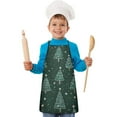 thumbnail image 2 of Dark Green Christmas Tree Pattern Kids Aprons for Girls and Boys,Adjustable Neck Strap Toddler Aprons for Kids Cooking Baking, 2 of 7