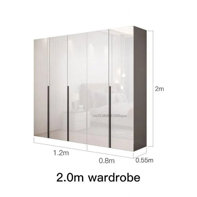 Wardrobe Home Bedroom Light Luxury High-Gloss Simple Modern With Dressing Table Minimalist Four Or Six-Door White Large Closet My Lux Decor Round
