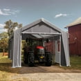 thumbnail image 7 of 10'x20' Heavy-Duty Waterproof Carport Canopy, All-Season Portable Garage with 4 Roll-Up Doors and Windows for Car, Truck, and Boat Storage, Grey Color, 7 of 7