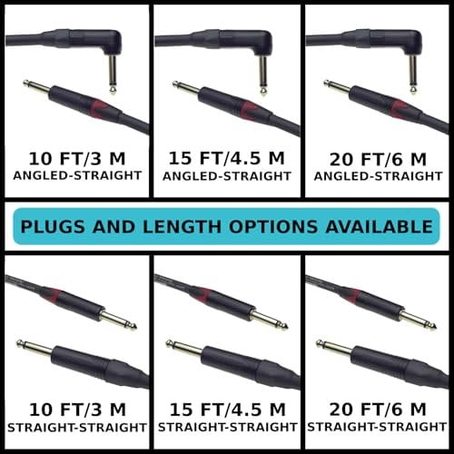 Evidence Audio The Melody Instrument Cable Right to Straight Plugs 20 feet 6 m