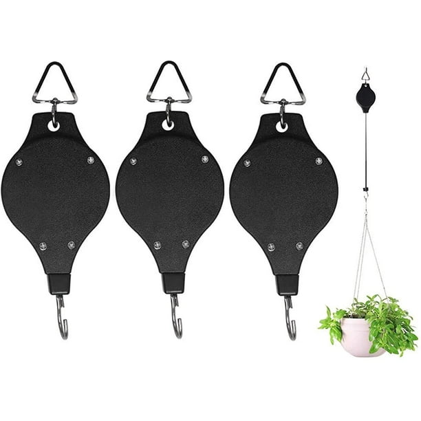 Retractable Plant Hanger - 3-Pack Pulley System for Easy Hanging