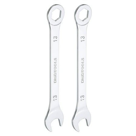 Uxcell 13mm 6-Point Thin Combination Wrench Double Ended Box and Open End Chromes Plated Steel, Silver 2Pcs