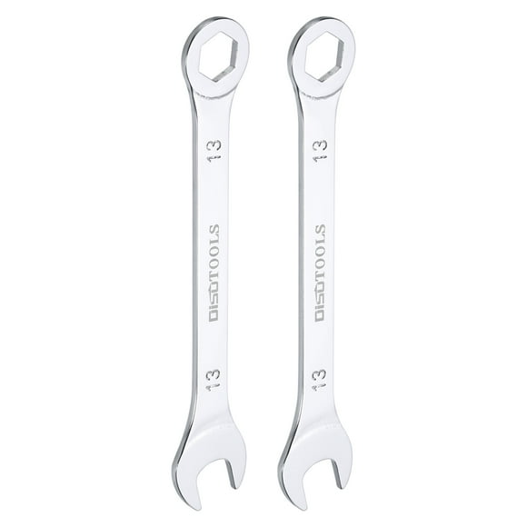 Unique Bargains 13mm 6-Point Thin Combination Wrench Double Ended Box and Open End Chromes Plated Steel, Silver 2Pcs