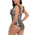 thumbnail image 4 of Goofa Beer Caps Print Women's Ruffled One Piece Swimsuit V Neck, 4 of 7