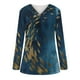 thumbnail image 5 of Blusa informal suelta con cuello en V y botones estampados para mujer Pompotops gfhjh22921, 5 of 6