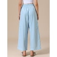 thumbnail image 3 of DARING DIVA Women's Striped Palazzo Lounge Pants Medium Light Blue, 3 of 6