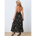 thumbnail image 3 of Unique Bargains Women's Halter Sleeveless Boho Floral Maxi Dress XS Black, 3 of 6