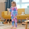 thumbnail image 4 of FORMRS Long Sleeve Top and Pants Pajama Set for Niños 2-Piece Sleepwear, Sizes 18M-8Y, Watercolor Blue Marble Pattern, 4 of 6