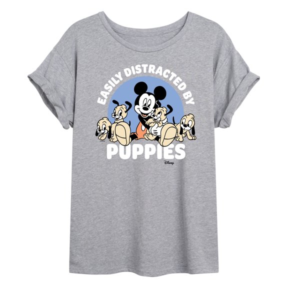 Disney Classics - Easily Distracted By Puppies - Women's Oversized T-Shirt